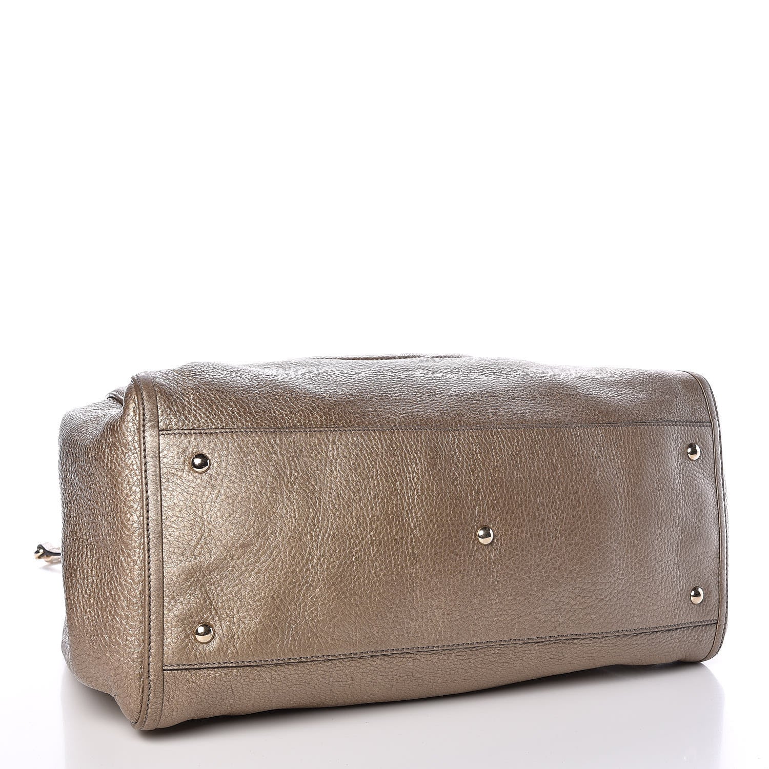 Gucci Metallic Pebbled Calfskin Large Soho Shoulder Bag Golden Beige 4 of 15