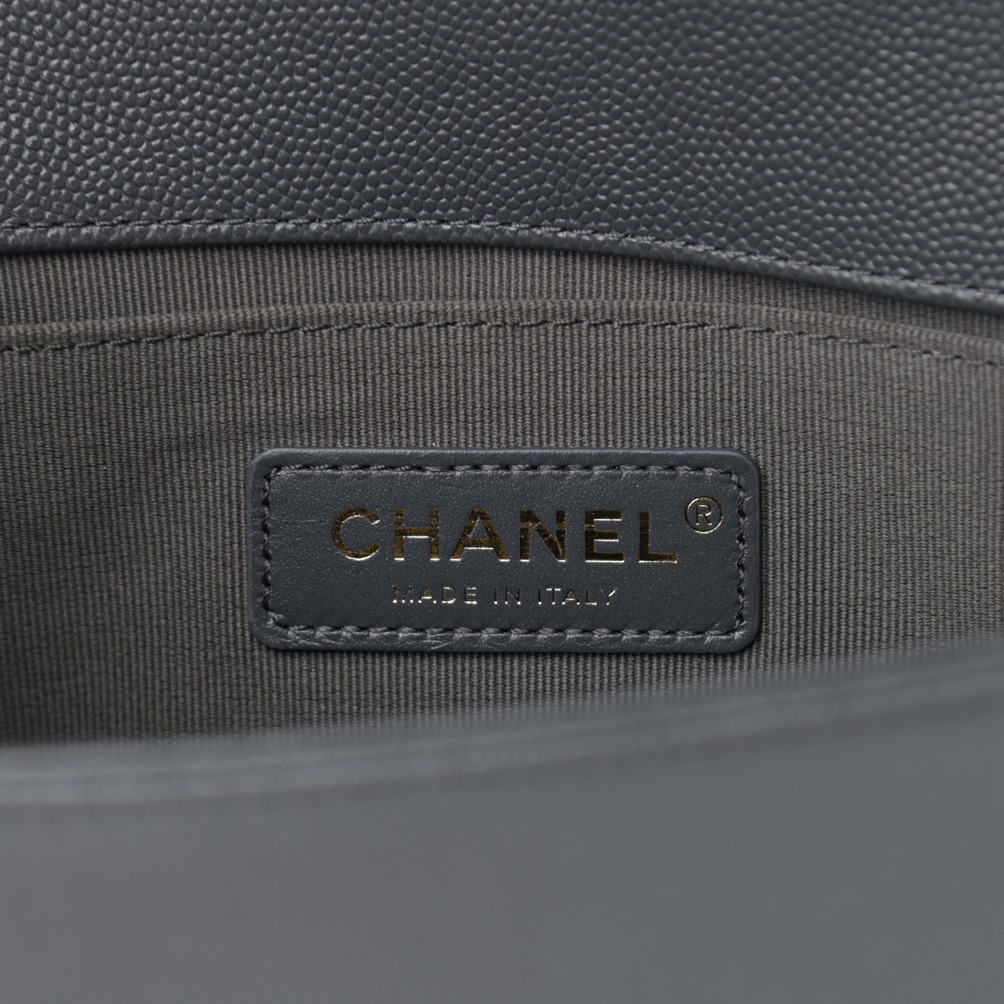 Caviar Chevron Quilted Small Boy Flap Dark Grey