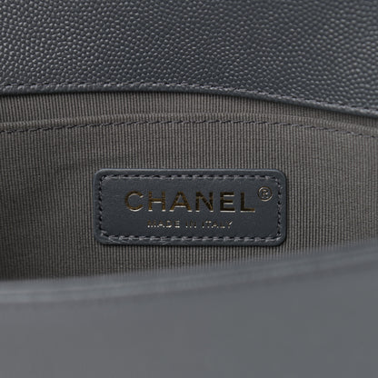 Chanel Caviar Chevron Quilted Small Boy Flap Dark Grey 5 of 11