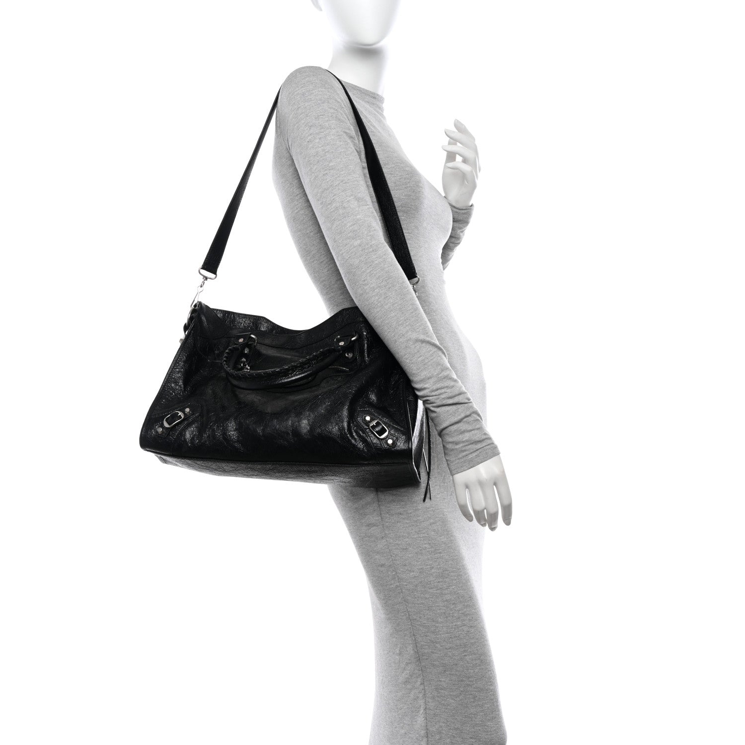 Balenciaga Agneau Arena Silver Hardware Medium Le City Black 2 of 9