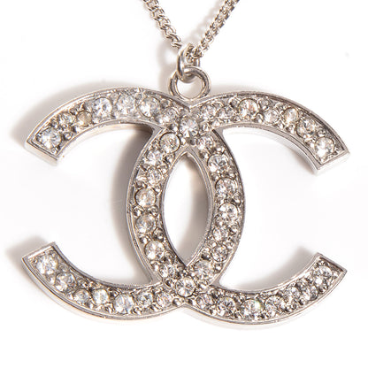 Chanel Crystal Large CC Necklace Silver 3 of 5