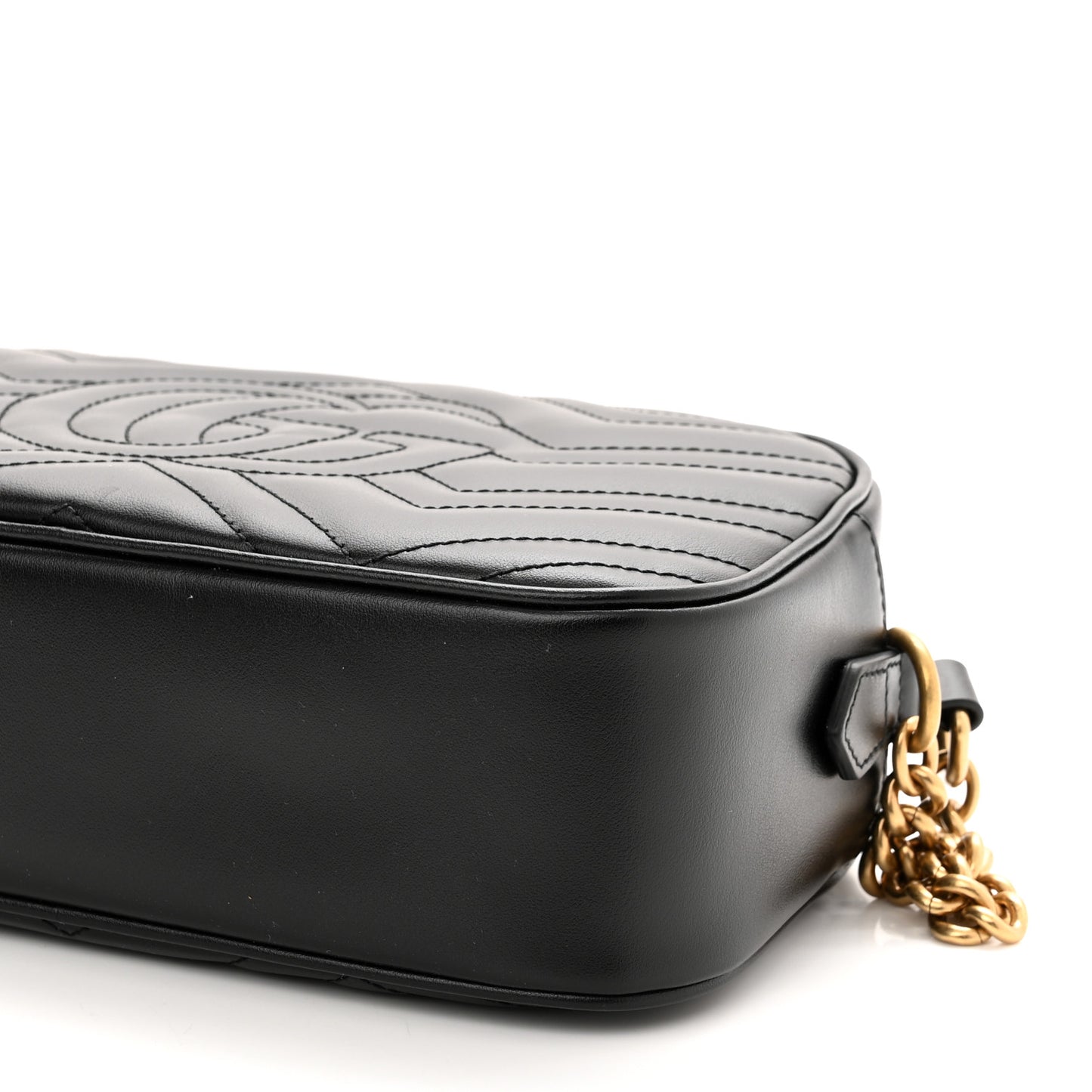 Calfskin Matelasse Small GG Marmont Chain Shoulder Bag Black
