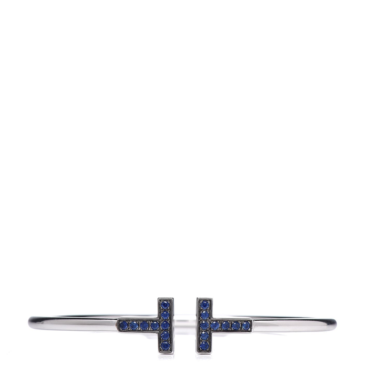 18K White Gold Blue Sapphire T Wire Bracelet
