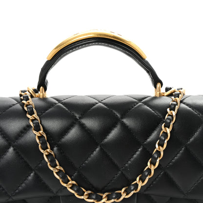 Chanel Lambskin Quilted Metal Mini Top Handle Rectangular Flap Black 7 of 9