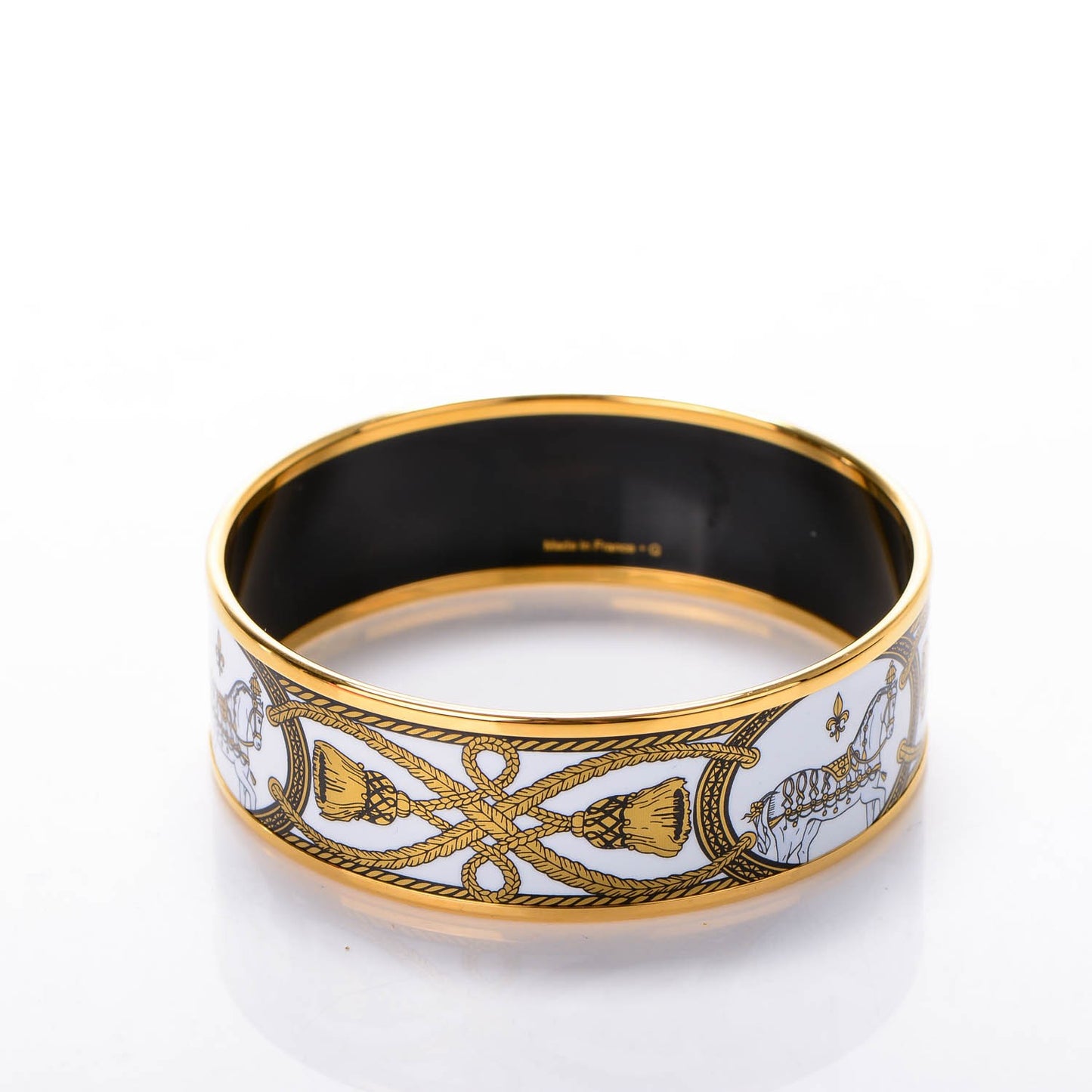 Enamel Printed Wide Grand Apparat Bracelet 62 Blanc