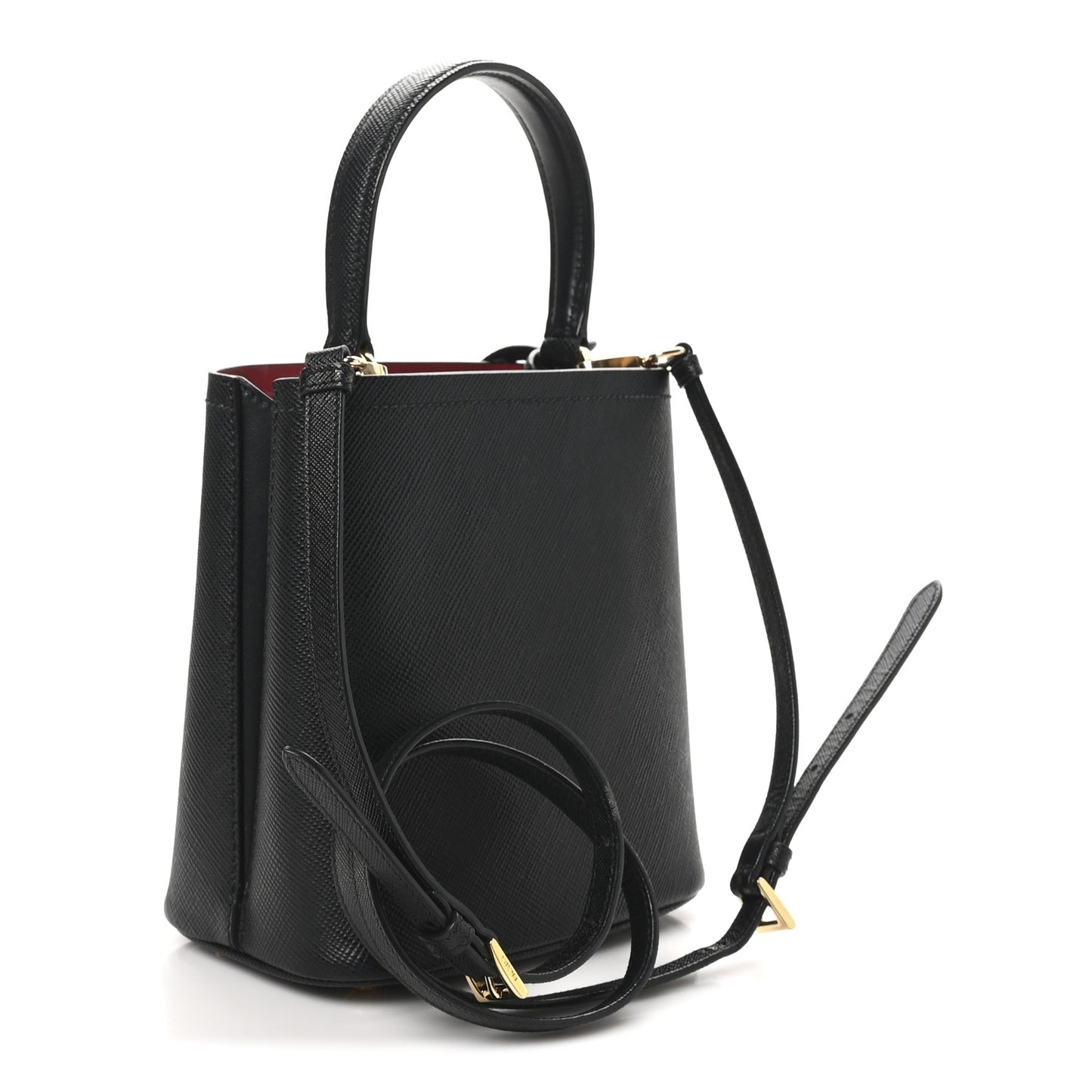 Saffiano Cuir Small Panier Bucket Bag Black Fuoco