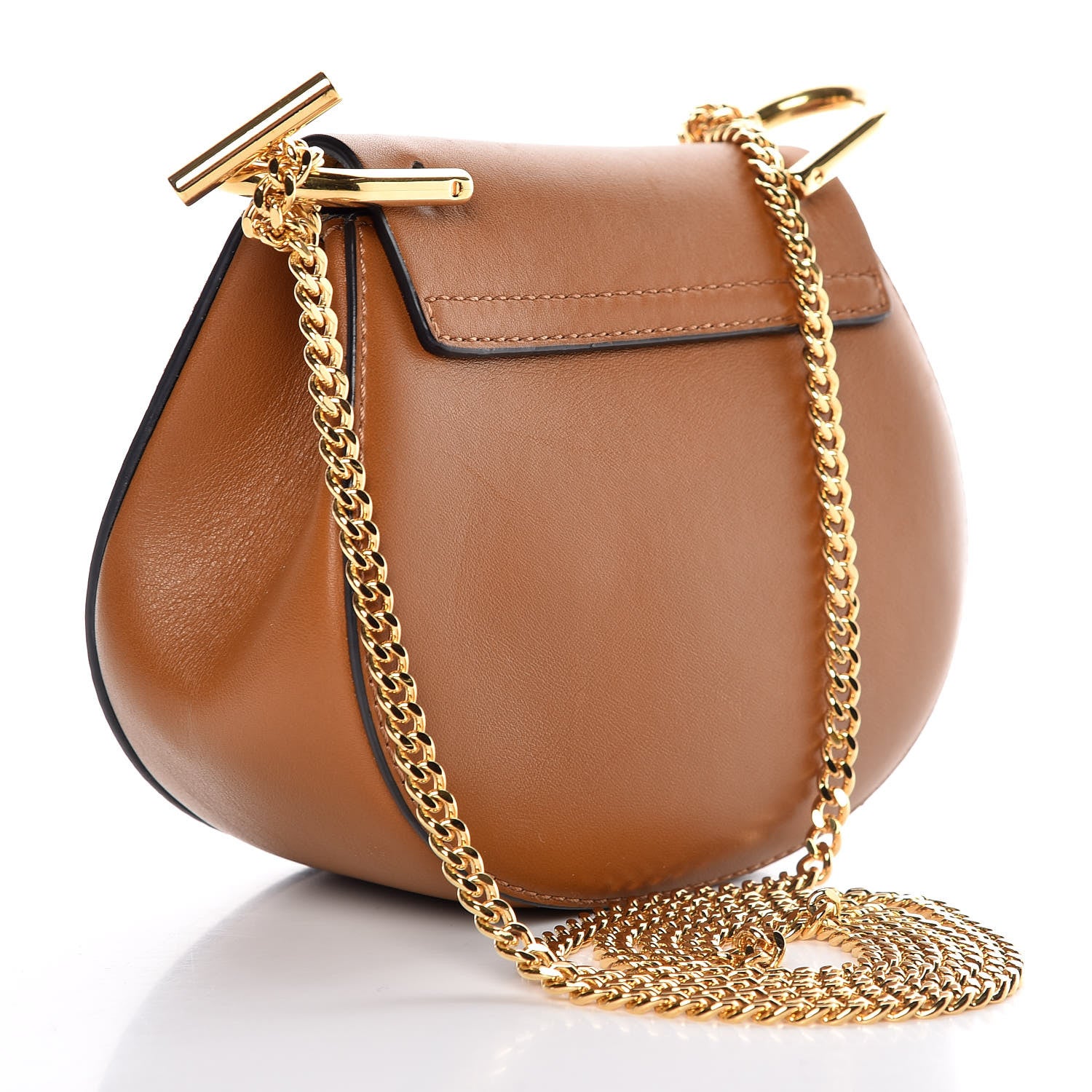 Chloe Suede Smooth Calfskin Nano Drew Shoulder Bag Caramel 3 of 9