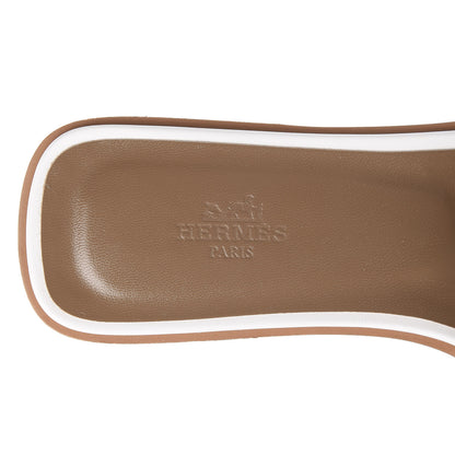 Hermes Box Calfskin Oran Sandals 38 White 7 of 7