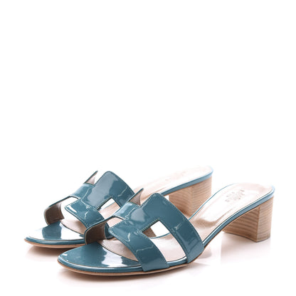 Hermes Patent Oasis Sandals 40.5 Lagon 2 of 10