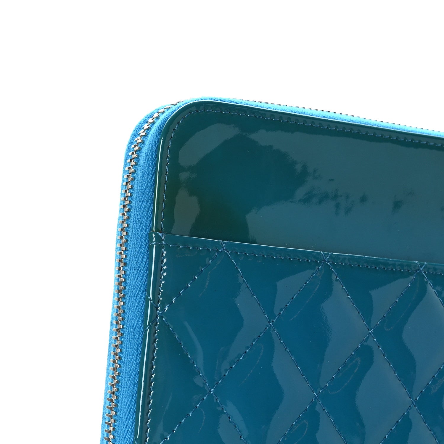 Chanel Patent Quilted Travel Case Blue 9 of 9