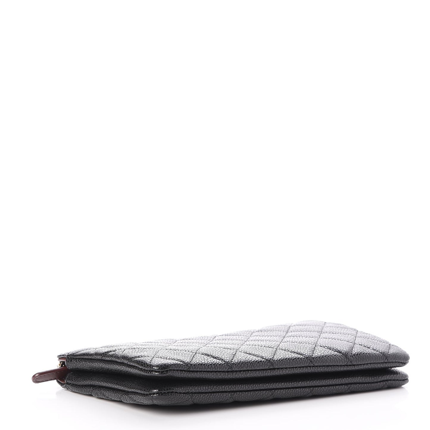Caviar Quilted Large Zipped Clutch Black