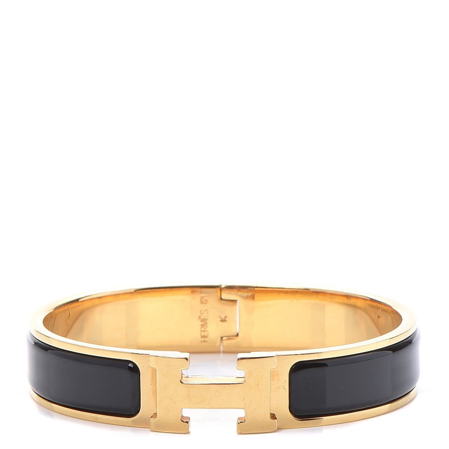 Hermes Enamel Narrow Clic Clac H Bracelet PM Black 1 of 4