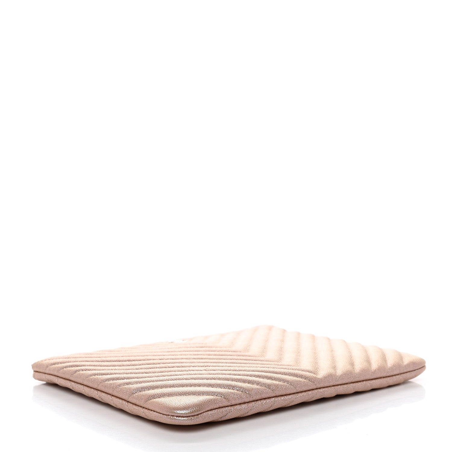 Chanel Iridescent Caviar Chevron Quilted Medium Cosmetic Case Light Gold 4 of 8