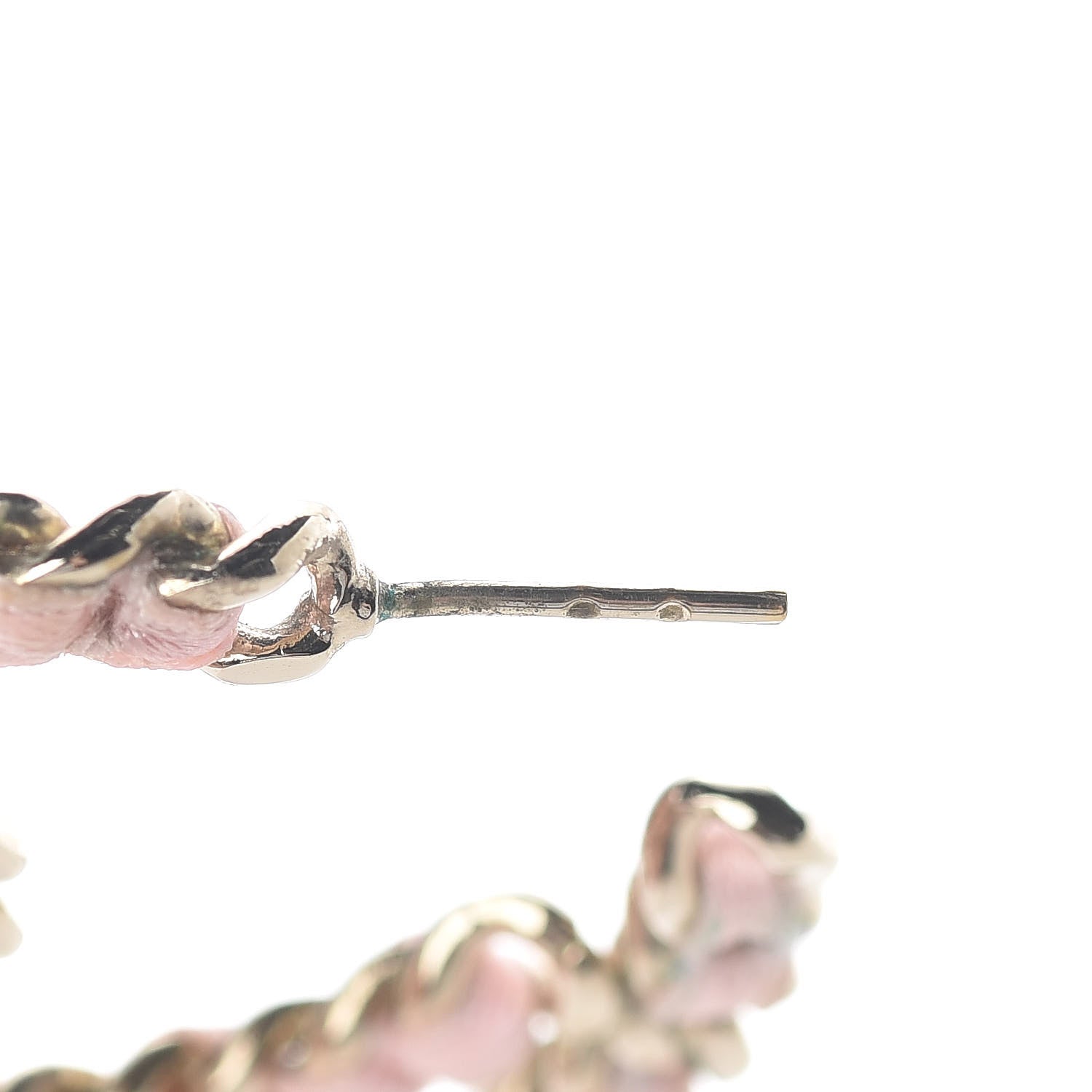 Chanel Satin Ribbon CC Heart Chain Earrings Pink 5 of 7
