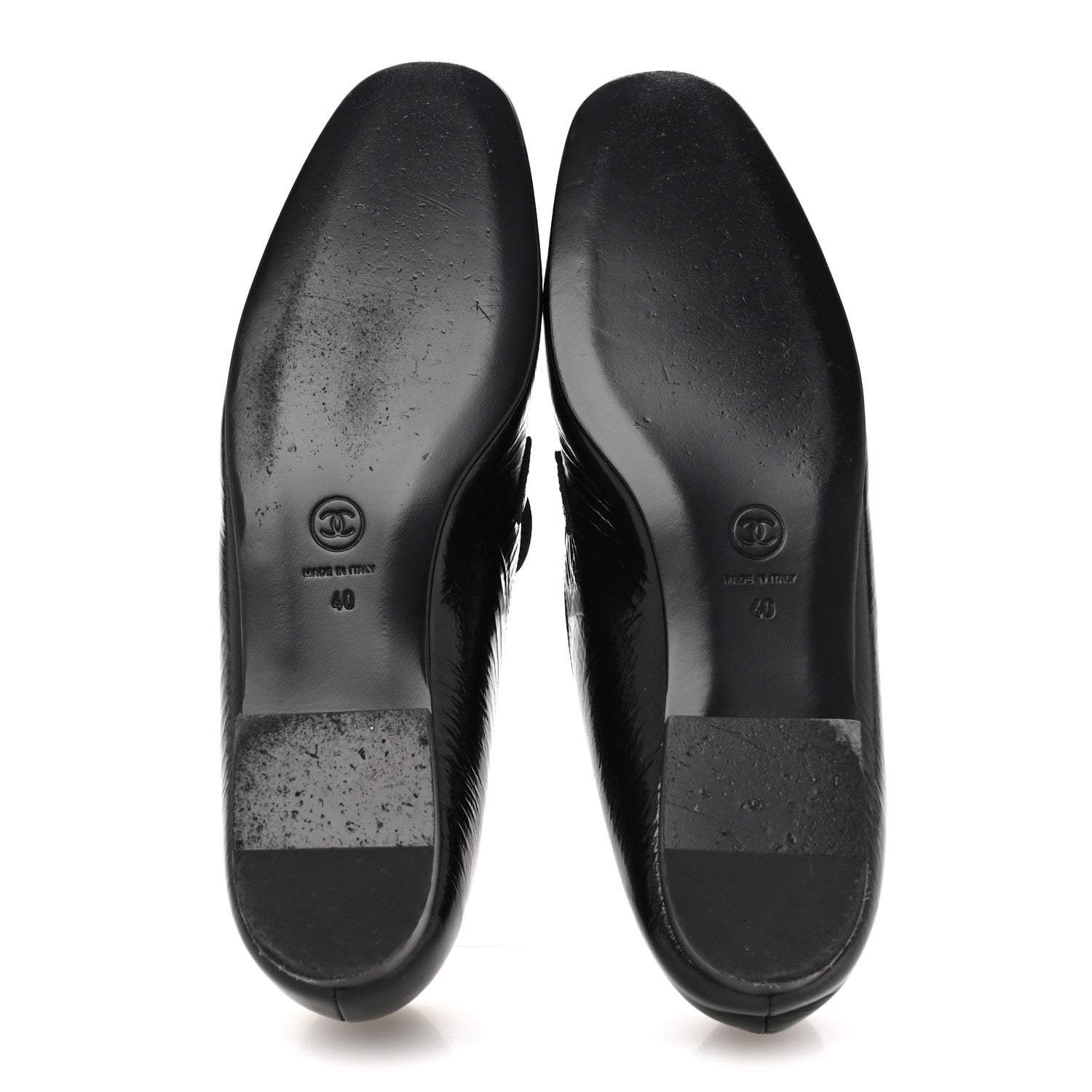 Chanel Crinkled Calfskin Chain CC Mocassin Loafers 40 Black 6 of 11