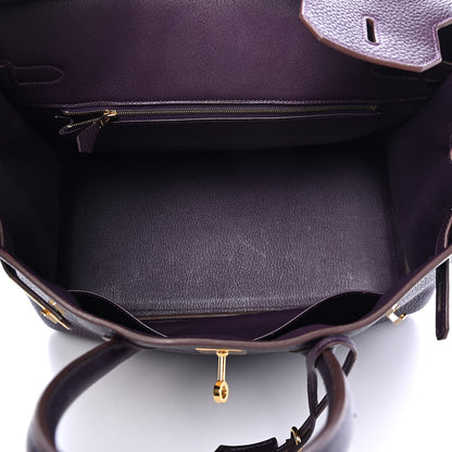 Hermes Taurillon Clemence Birkin 35 Raisin 4 of 12