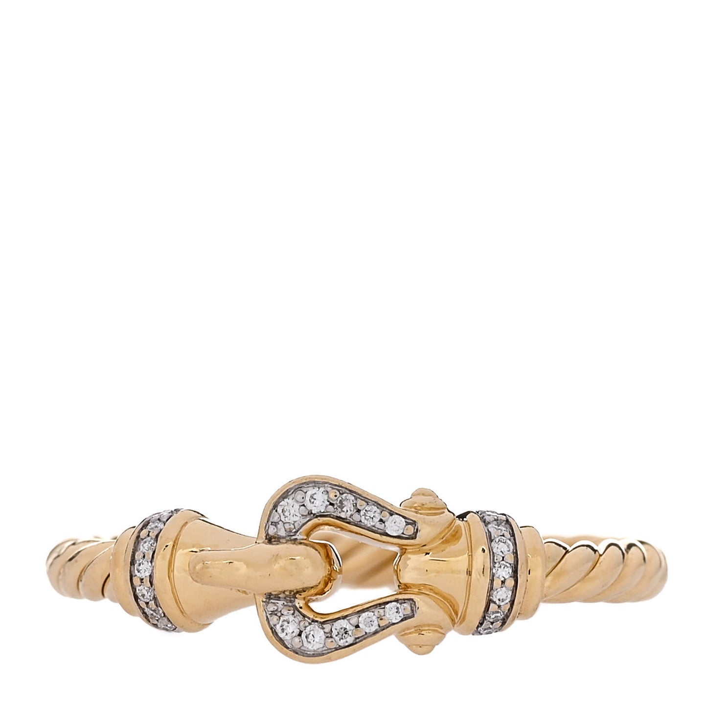 18K Yellow Gold Diamond Petite Buckle Cable Ring 52 6