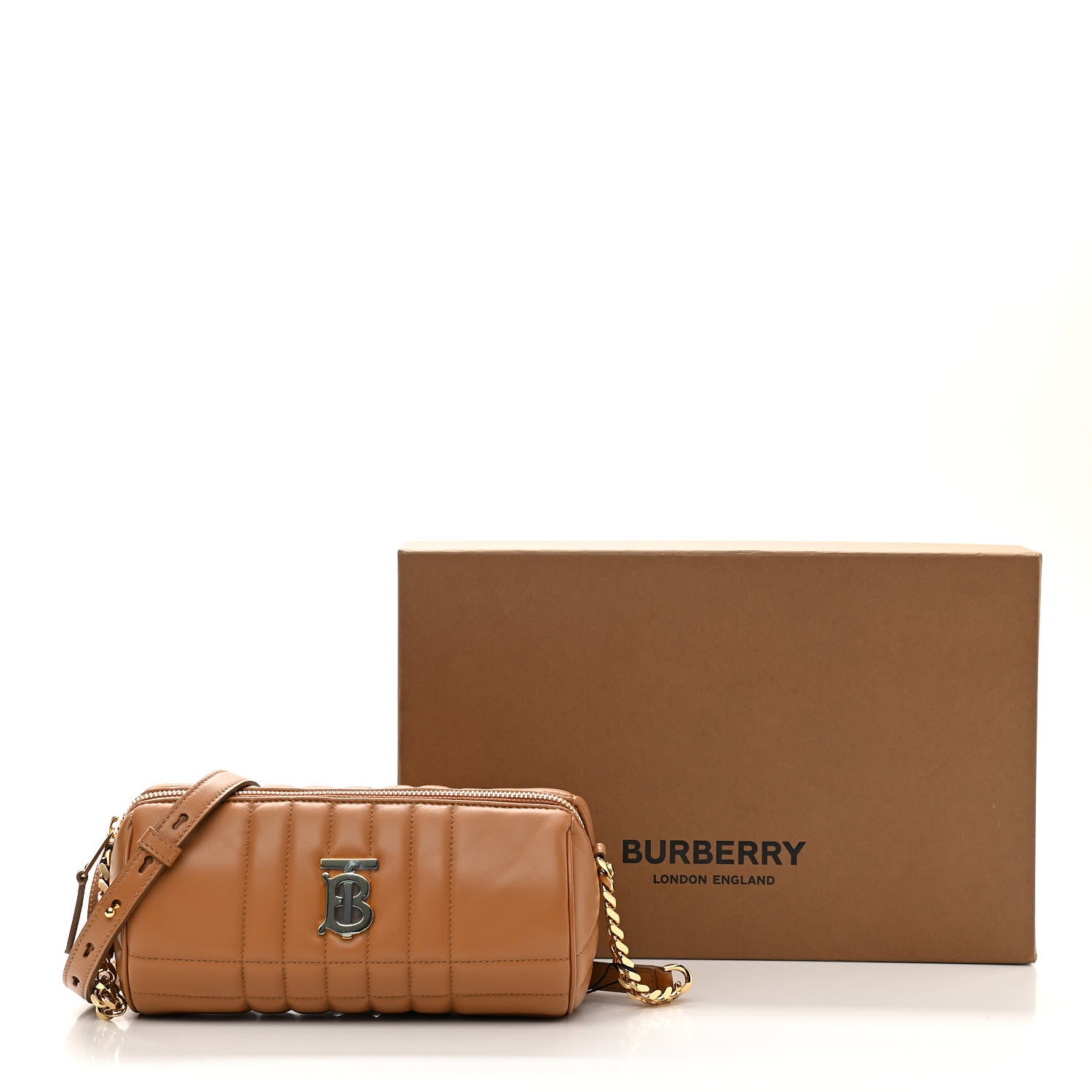 Burberry Lambskin Quilted Lola Barrel Bag Maple Brown 11 of 12