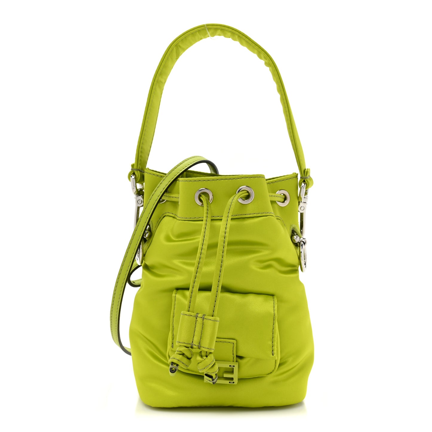 Nylon Ninfa Vitello King Cuoio Mini Mon Tresor Bucket Bag Wasabi