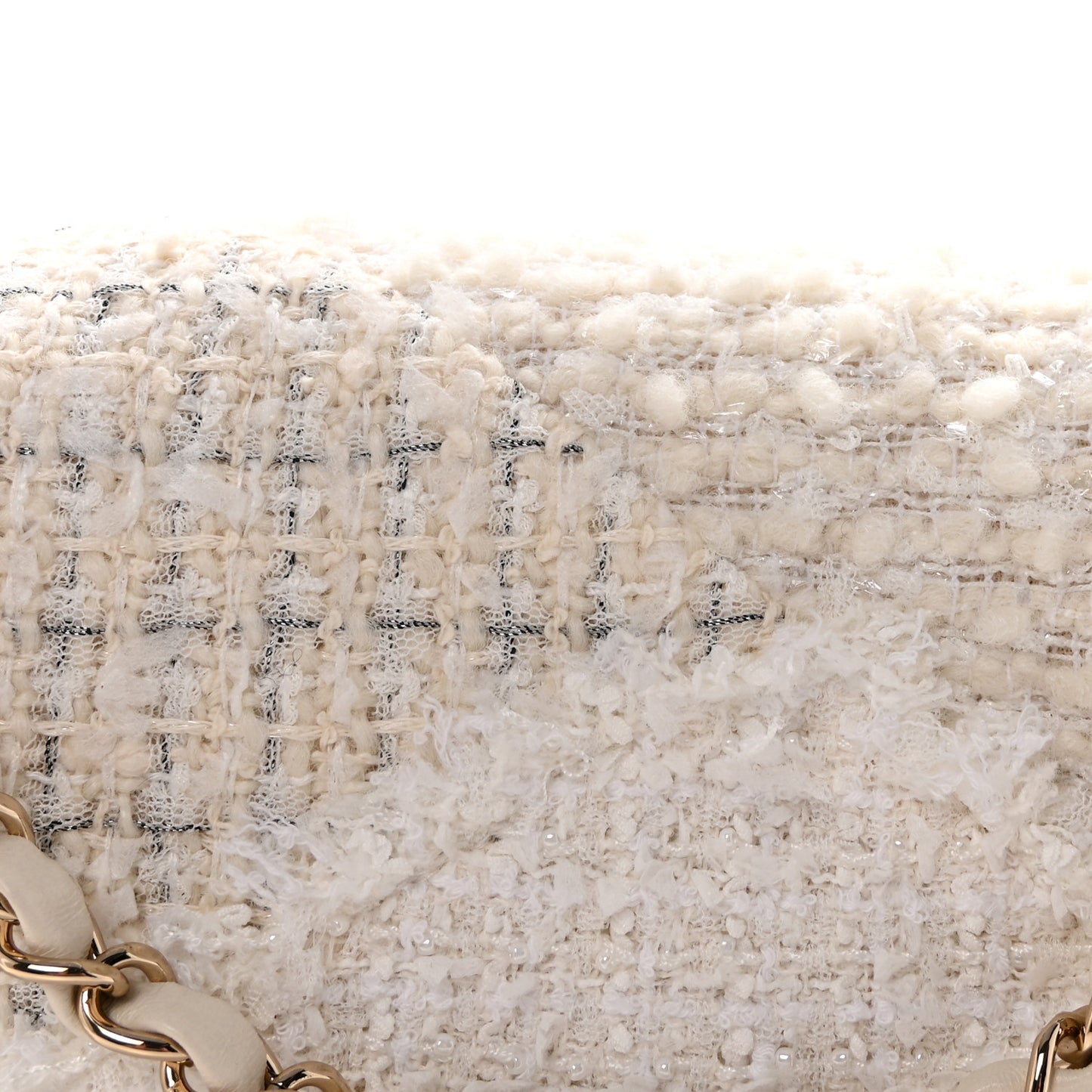 Tweed Patchwork Medium Double Flap White
