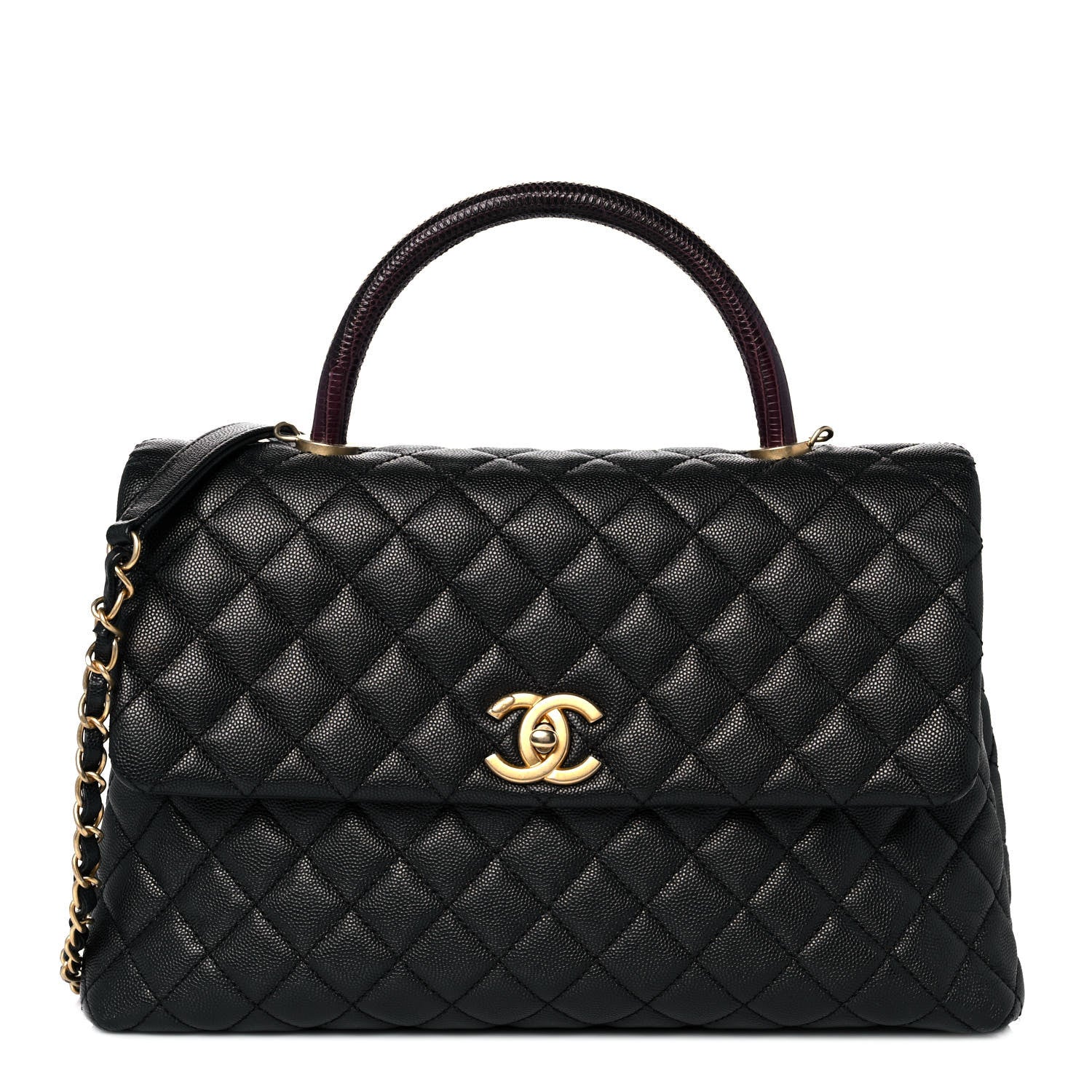 Chanel Caviar Lizard Quilted Medium Coco Handle Flap Black 1 of 10