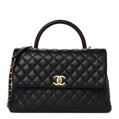 Chanel Caviar Lizard Quilted Medium Coco Handle Flap Black 1 of 10