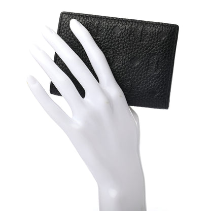 MCM Calfskin Ottomar Monogram Mini Bi-Fold Card Wallet Black 2 of 7