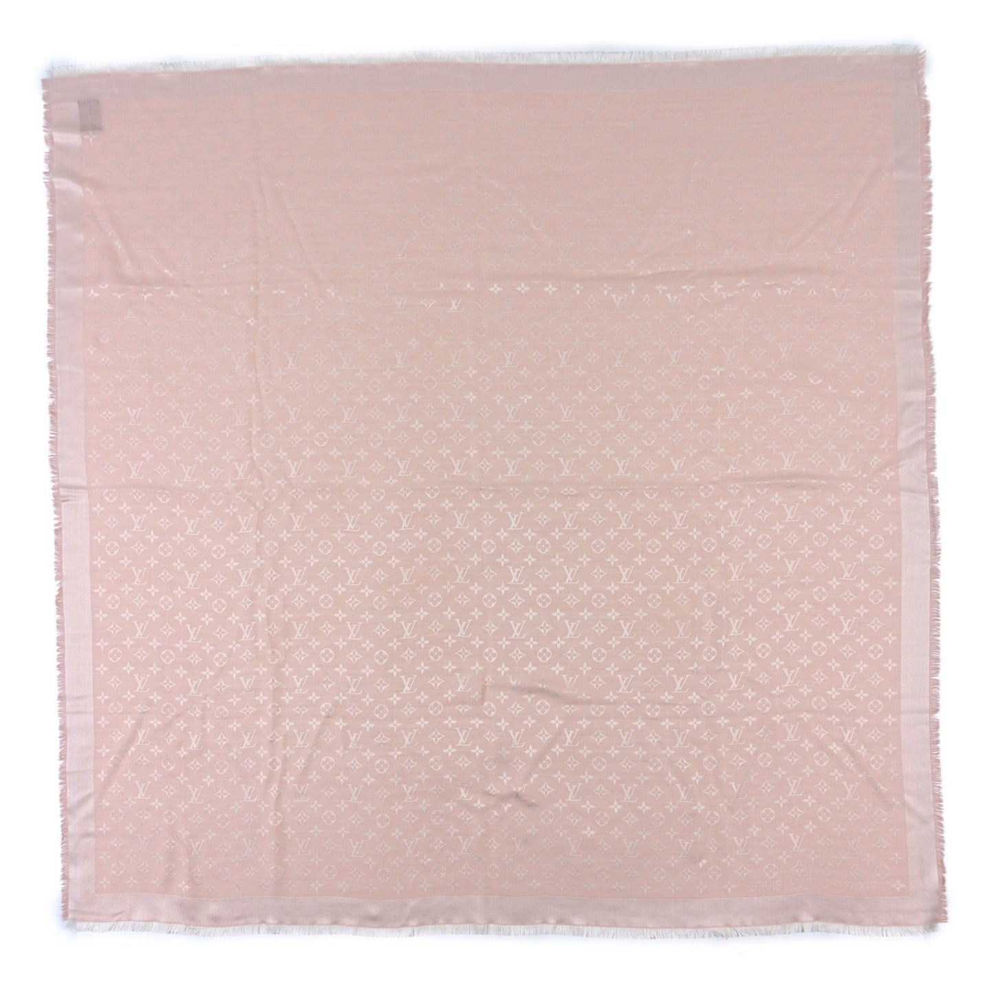 Silk Wool Monogram Denim Shawl Rose