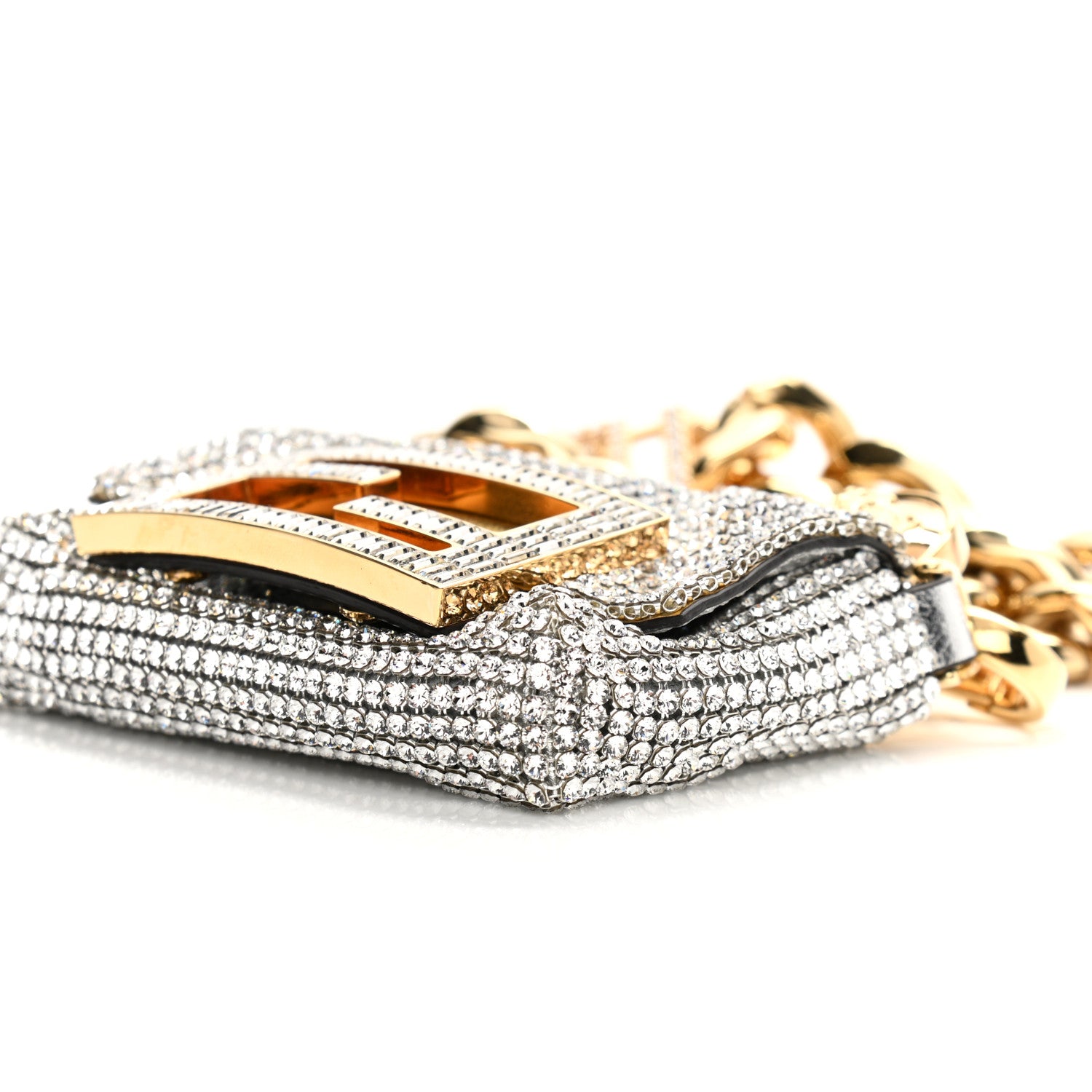 Fendi X VERSACE Crystal Fendace Nano Brooch Baguette Gold Silver 10 of 11