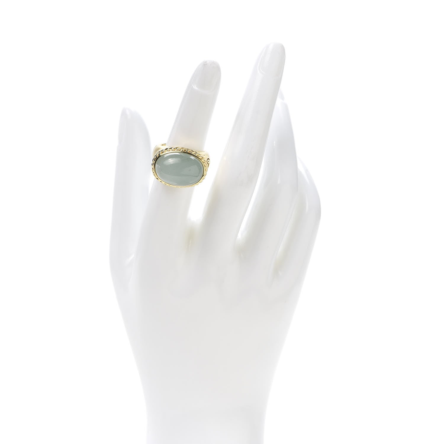 David Yurman 18K Yellow Gold Aquamarine 20mm Oval Signature Ring 51 5.75 2 of 5