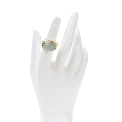 David Yurman 18K Yellow Gold Aquamarine 20mm Oval Signature Ring 51 5.75 2 of 5