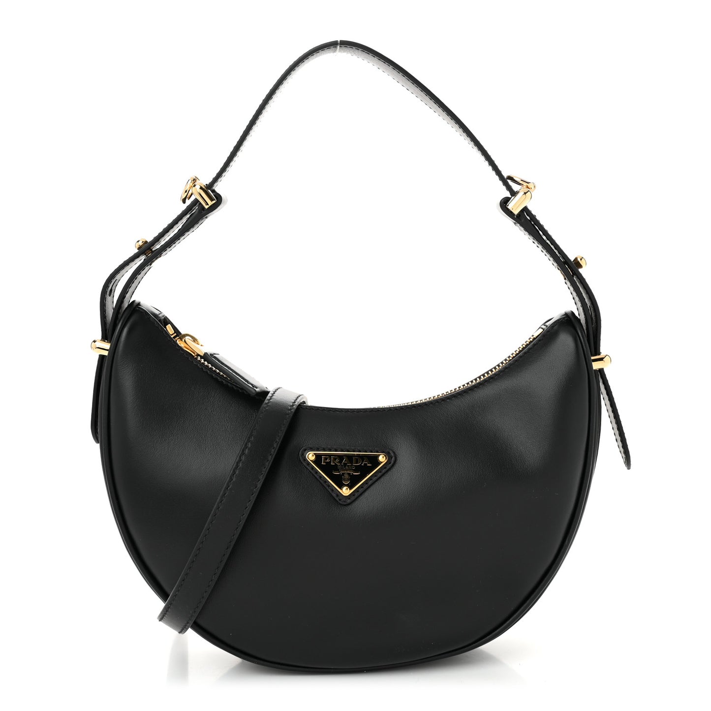 Soft Calfskin Arque Shoulder Bag Black