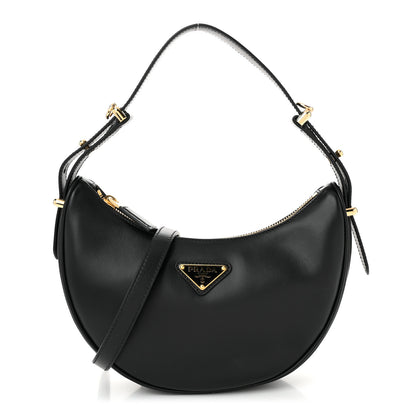 Prada Soft Calfskin Arque Shoulder Bag Black 1 of 10