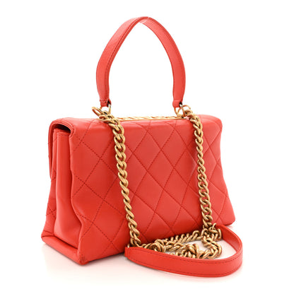 Chanel Lambskin Quilted Medium Trendy Spirit Top Handle Bag Orange 2 of 17