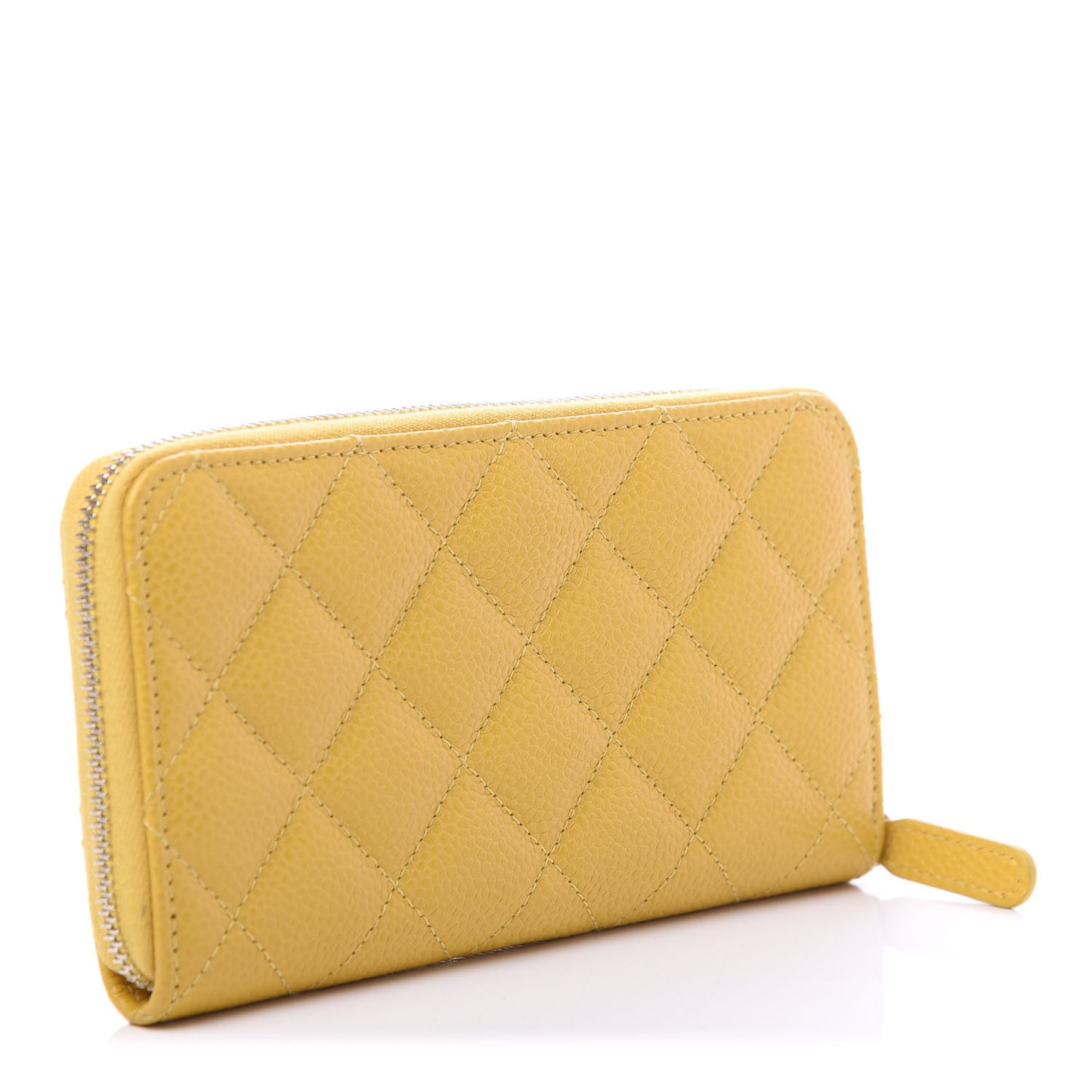 Caviar Quilted Small Zip Around Wallet Yellow