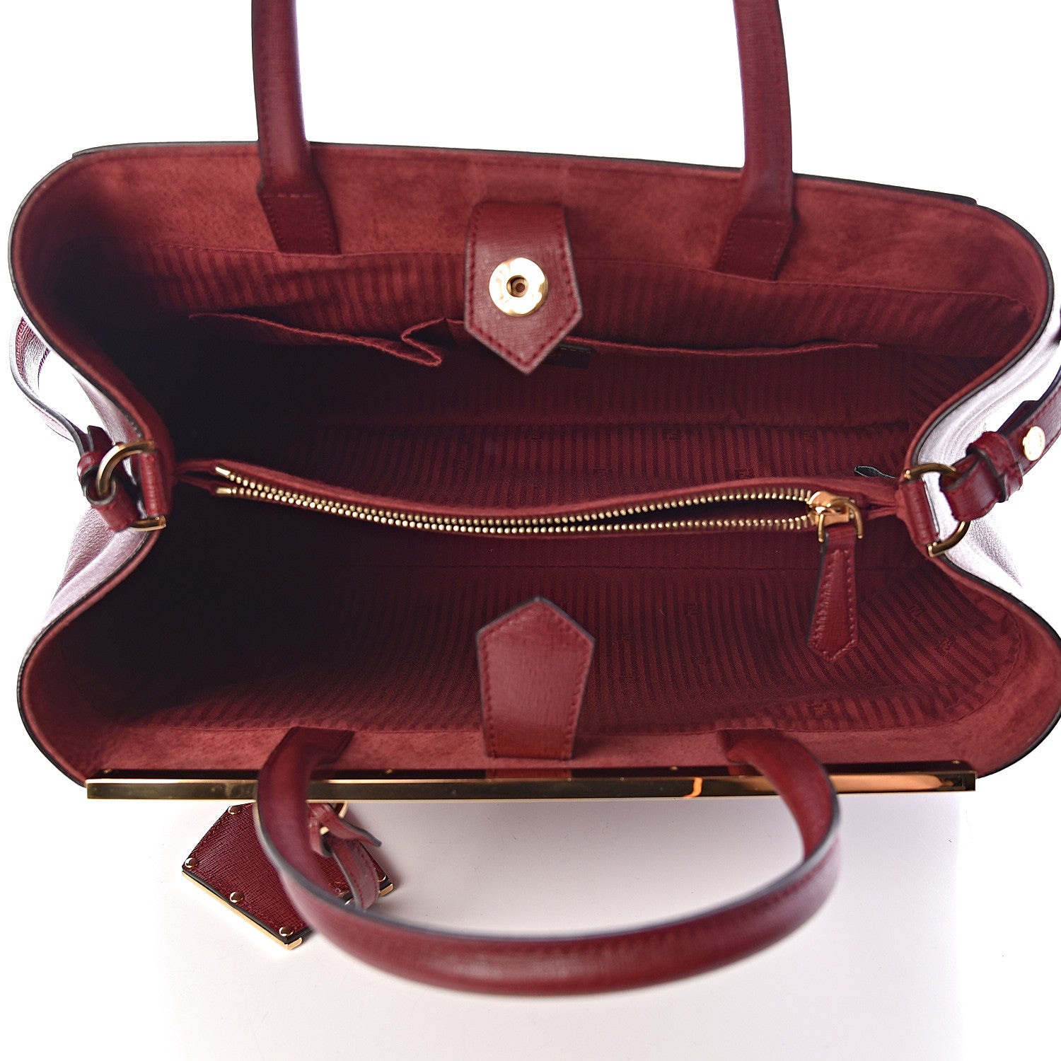 Fendi Vitello Elite Regular 2Jours Tote Rosso Scuro Ciliegia 6 of 11