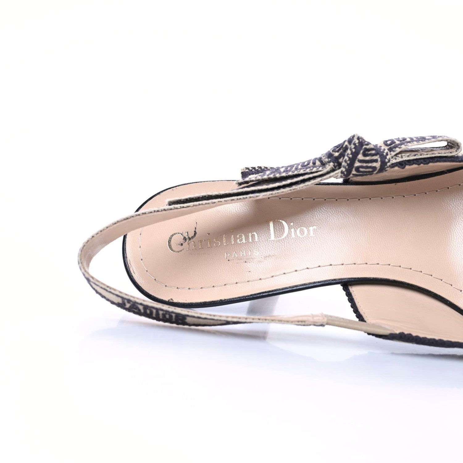 Christian Dior Mizza Cotton Ribbon Embroidered J'Adior Slingback 65mm Pumps 38 Natural 8 of 10