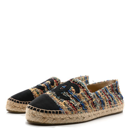 Chanel Tweed Grosgrain CC Espadrilles 40 Multicolor Black 3 of 10