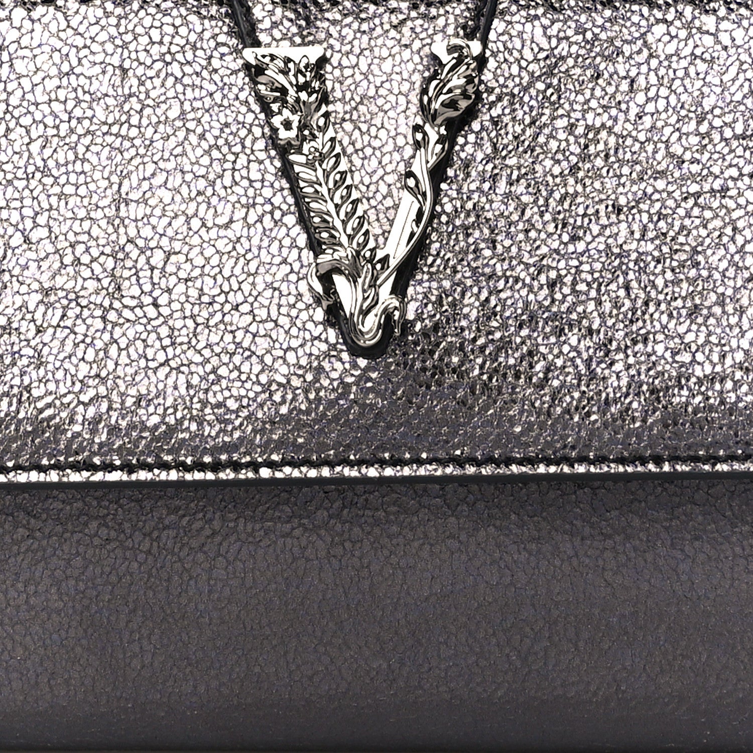 Versace Metallic Calfksin Virtus Wallet On Chain Grey 8 of 11
