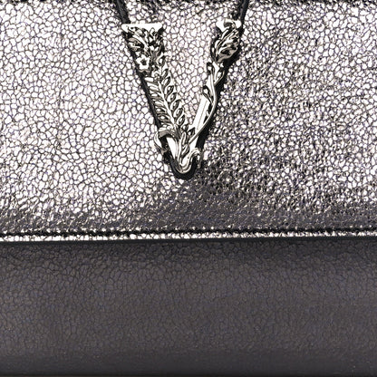 Versace Metallic Calfksin Virtus Wallet On Chain Grey 8 of 11
