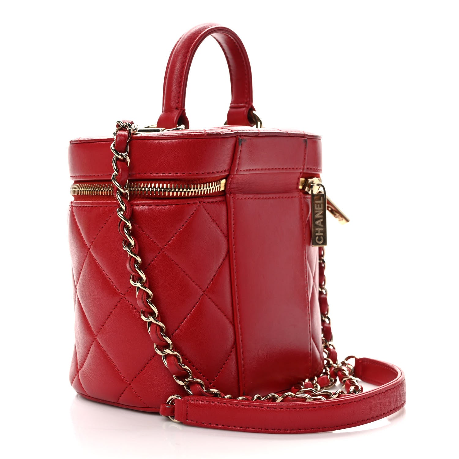 Chanel Lambskin Quilted Trendy Vanity Case Red 3 of 12