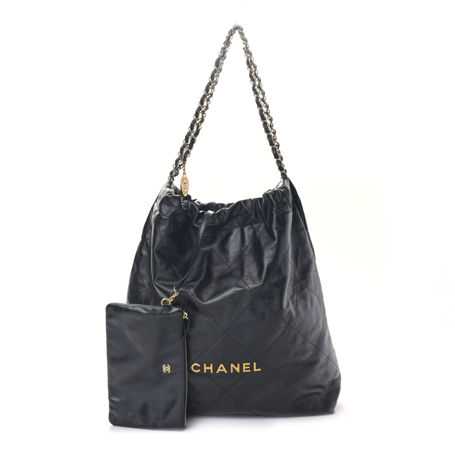 Chanel Shiny Calfskin Quilted Large Chanel 22 Black 1 of 10
