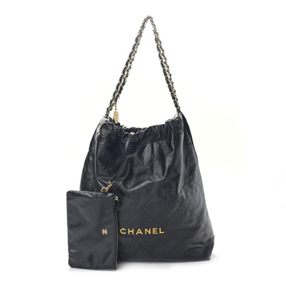 Chanel Shiny Calfskin Quilted Large Chanel 22 Black 1 of 10