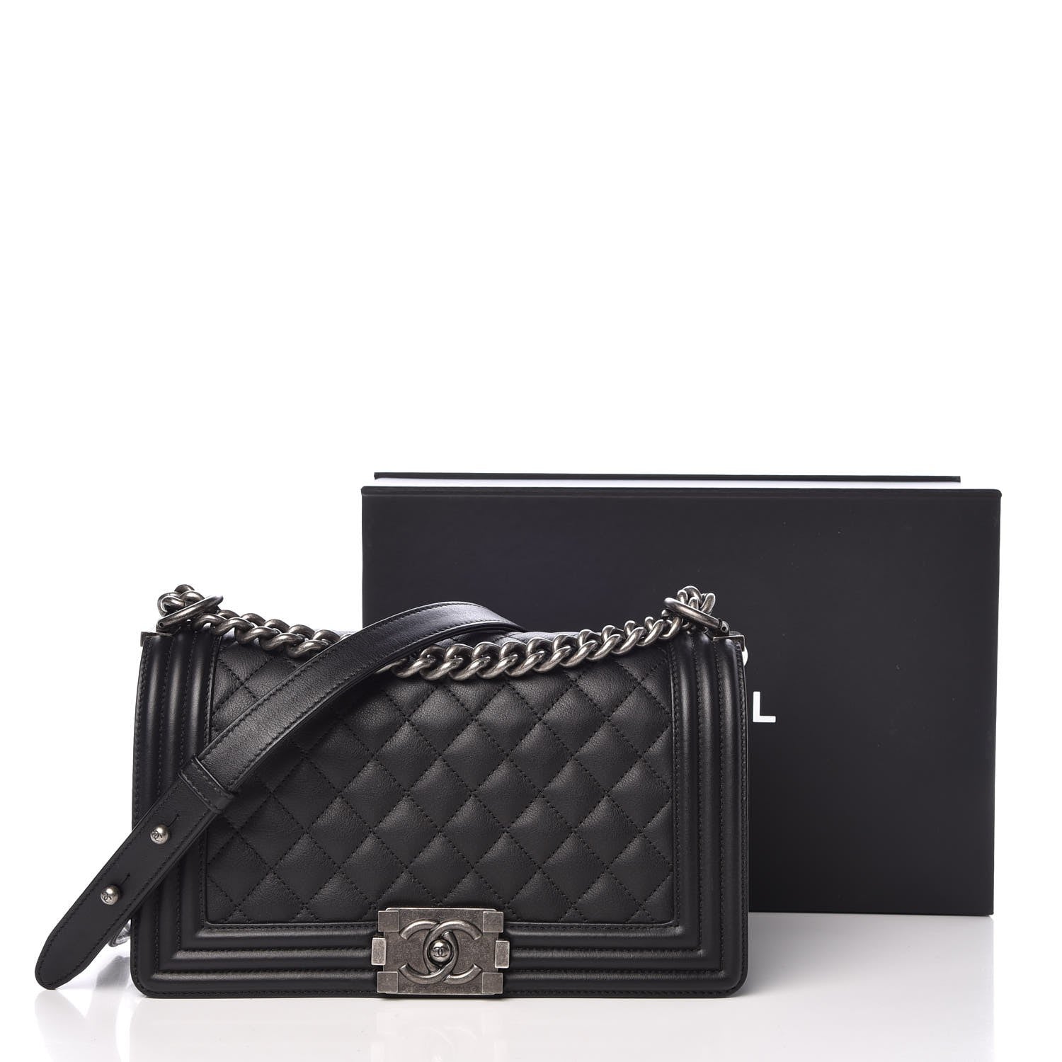 Chanel Calfskin Quilted Medium Boy Flap Black 8 of 8