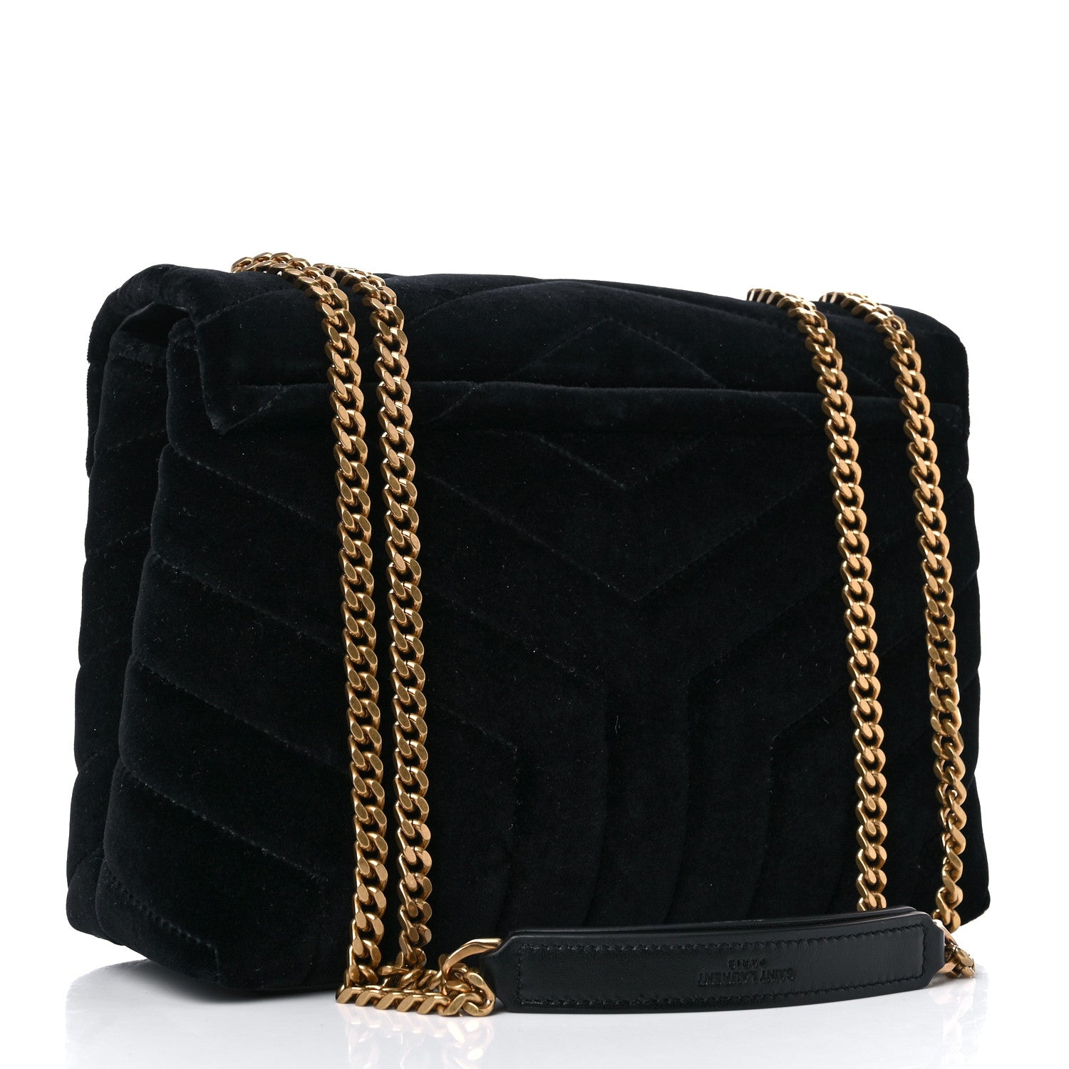 Saint Laurent Velvet Y Quilted Monogram Small Loulou Chain Satchel Black 2 of 10