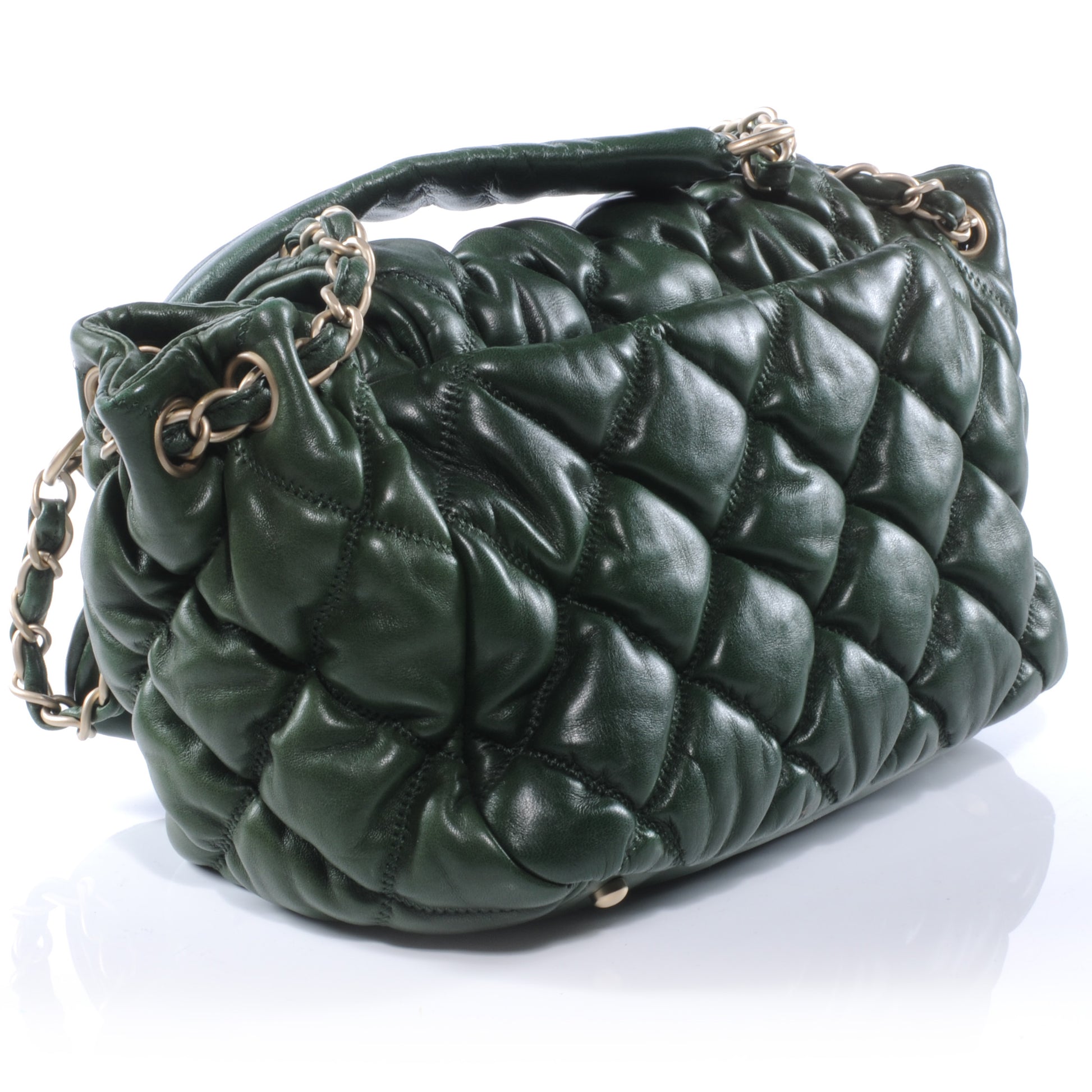Chanel Lambskin Bubble Quilt Flap Green 3 of 7