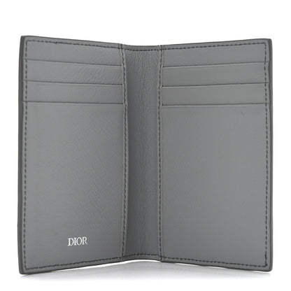 Christian Dior Calfskin Perforated Oblique Bi-Fold Card Holder Grey 5 of 7