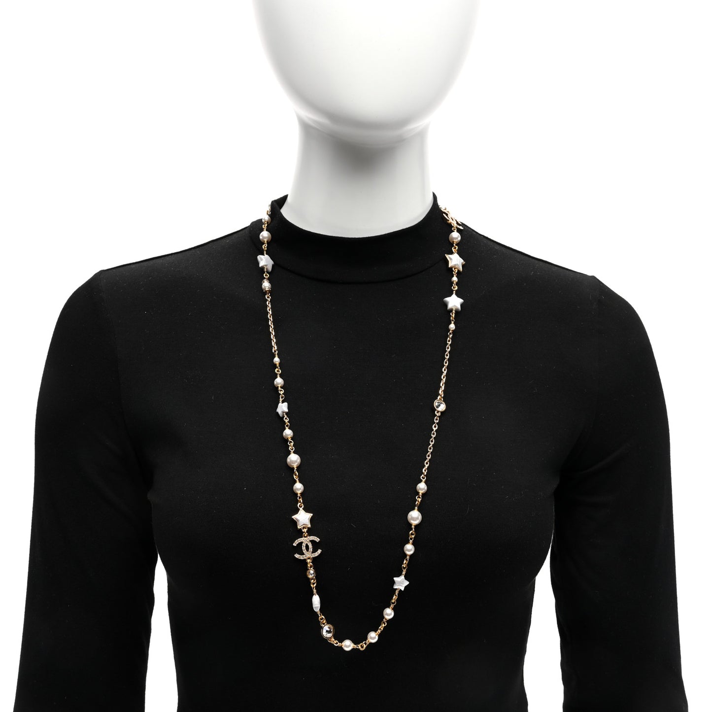Metal Crystal Pearl CC Star Gold Pearly White