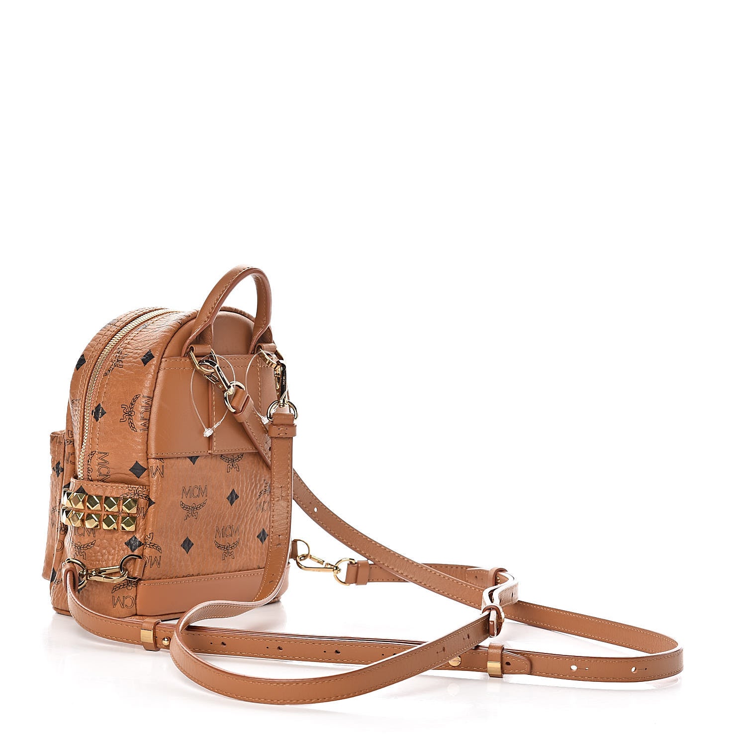 MCM Visetos Side Stud X-Mini Stark Backpack Cognac 3 of 10