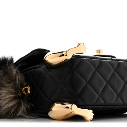Chanel Lambskin Shearling Quilted Mini Squirrel Flap Black 9 of 13
